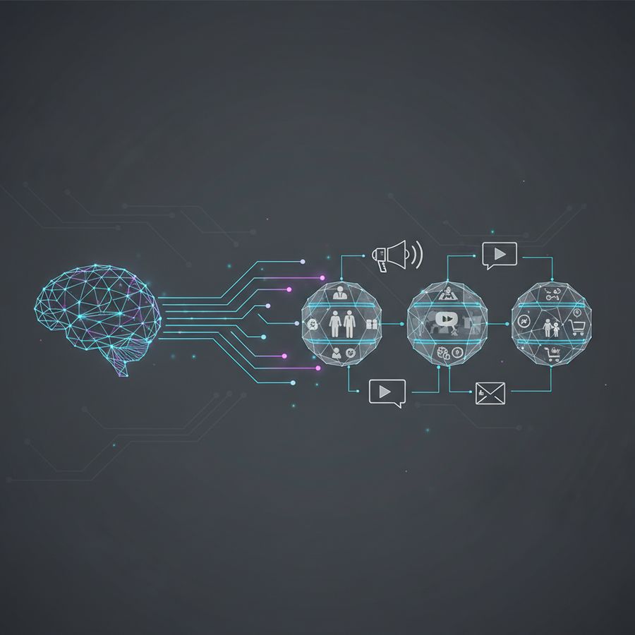 Digital marketer analyzing audience segments and tailored messaging with AI tools